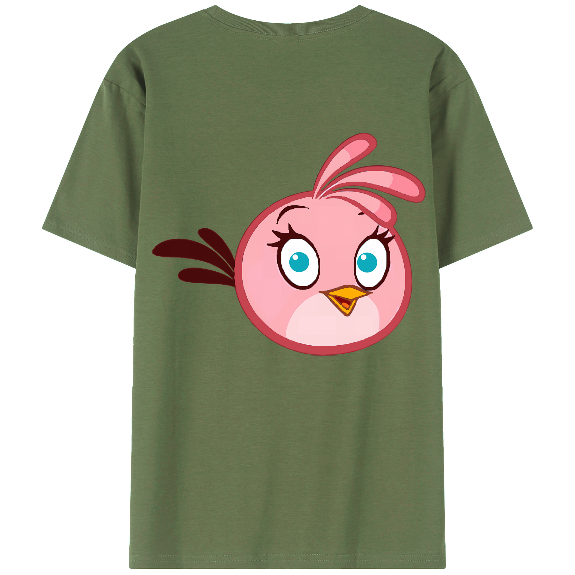 （画像用） Angry Birds アングリーバード 綿100％ メンズ半袖Tシャツ（バックプリント） 通気性